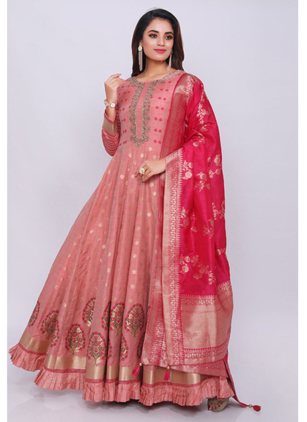 grey and pink salwar suit