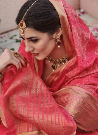 Pink Weaving Silk Saree