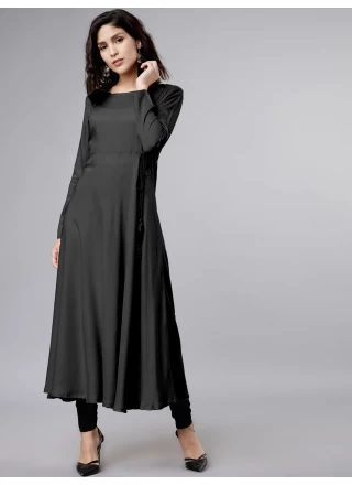Plain Rayon Salwar Suit in Black