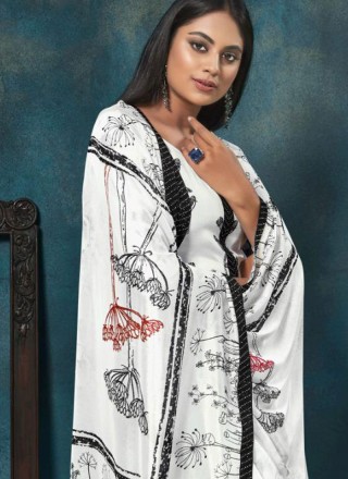 Print White Chinon Designer Salwar Suit