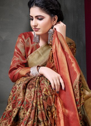 Printed Art Silk Casual Saree in Multi Colour