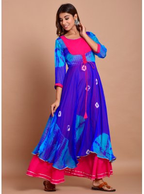 Printed Faux Chiffon Trendy Gown