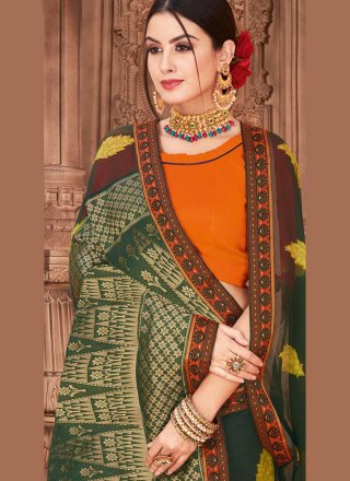 Printed Green Designer Traditional Saree
