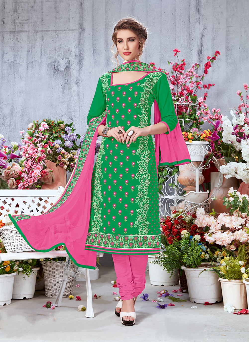 Printed Green Salwar Suit 