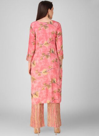 Printed Pink Rayon Salwar Suit