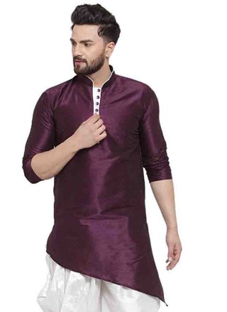 Purple Art Dupion Silk Kurta