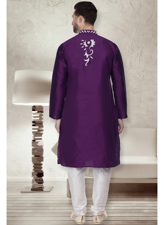 Purple Art Dupion Silk Sangeet Kurta Pyjama