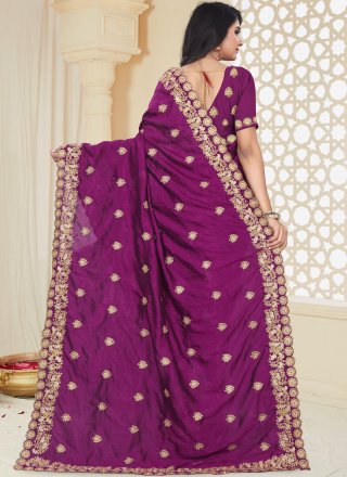 Purple Patch Border Art Silk Designer Traditional Saree