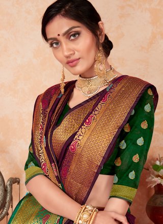 Purple Weaving Silk Classic Designer Saree