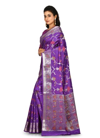 Purple Weaving Wedding Designer Saree