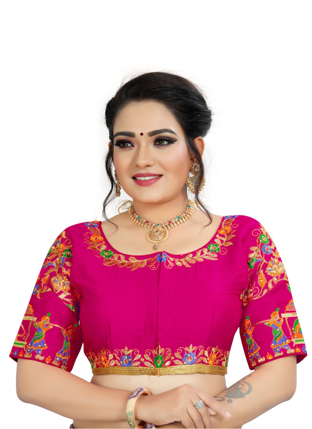 Shop Online Rani Embroidered Art Silk Blouse : 165409