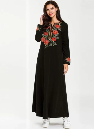 Rayon Black Embroidered Salwar Suit