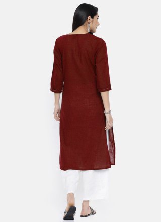 Rayon Maroon Plain Designer Kurti