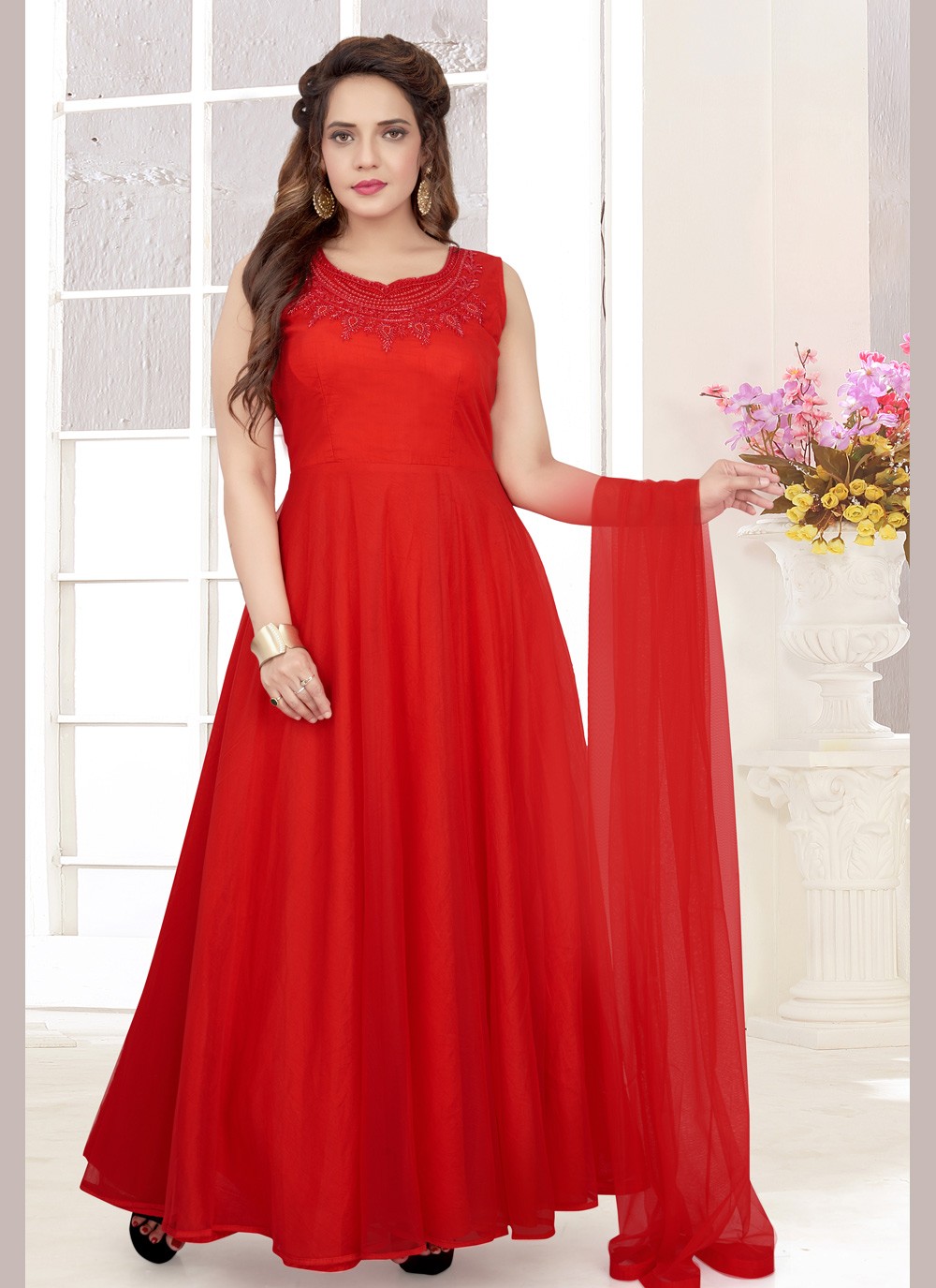 Plain Red Frock Suit Online Sale, UP TO ...