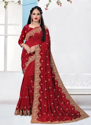 Red Color Traditional Saree
