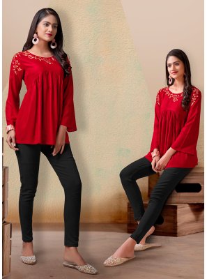 Red Party Casual Kurti