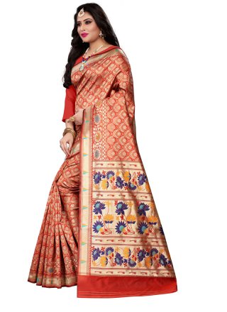 Red Party Cotton Silk Classic Saree