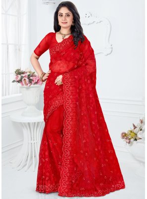 Red Resham Classic Designer Saree