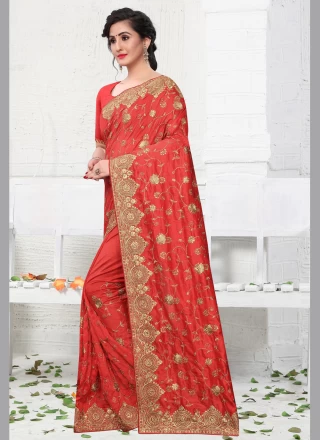 Red Silk Designer Bollywood Saree