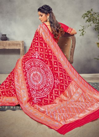 Red Silk Weaving Silk Saree