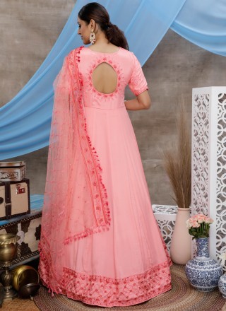 Rose Pink Silk Trendy Gown