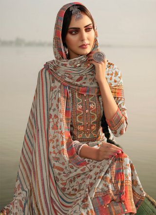 Salwar Kameez Printed Pashmina in Grey