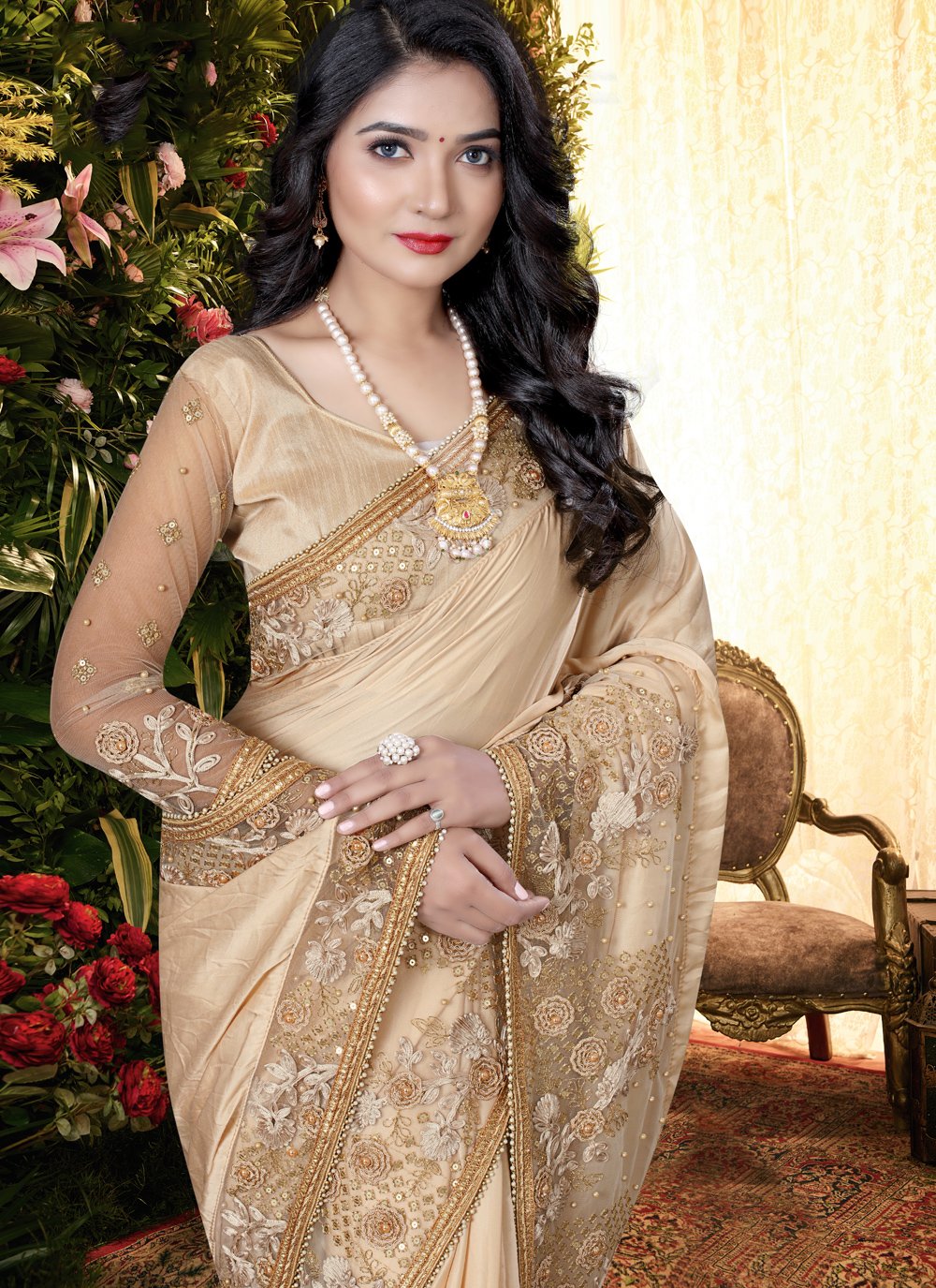 satin saree bridesmaid
