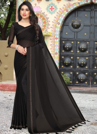 Satin Saree in Black