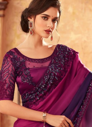 Shaded Saree Resham Art Silk in Magenta