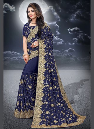 Silk Designer Saree in Blue