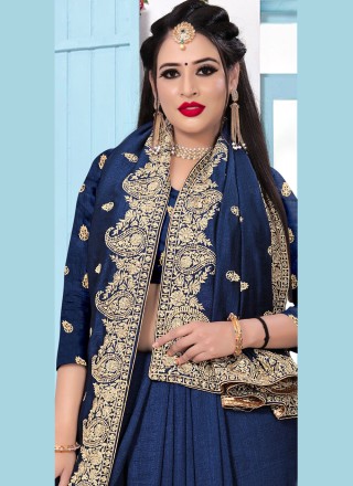Silk Designer Saree in Navy Blue