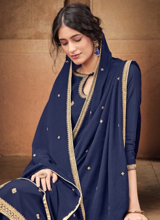 Silk Embroidered Trendy Salwar Kameez