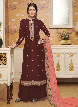 Silk Embroidered Trendy Salwar Suit