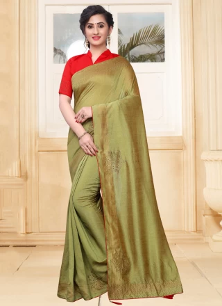 Silk Green Stone Traditional Saree