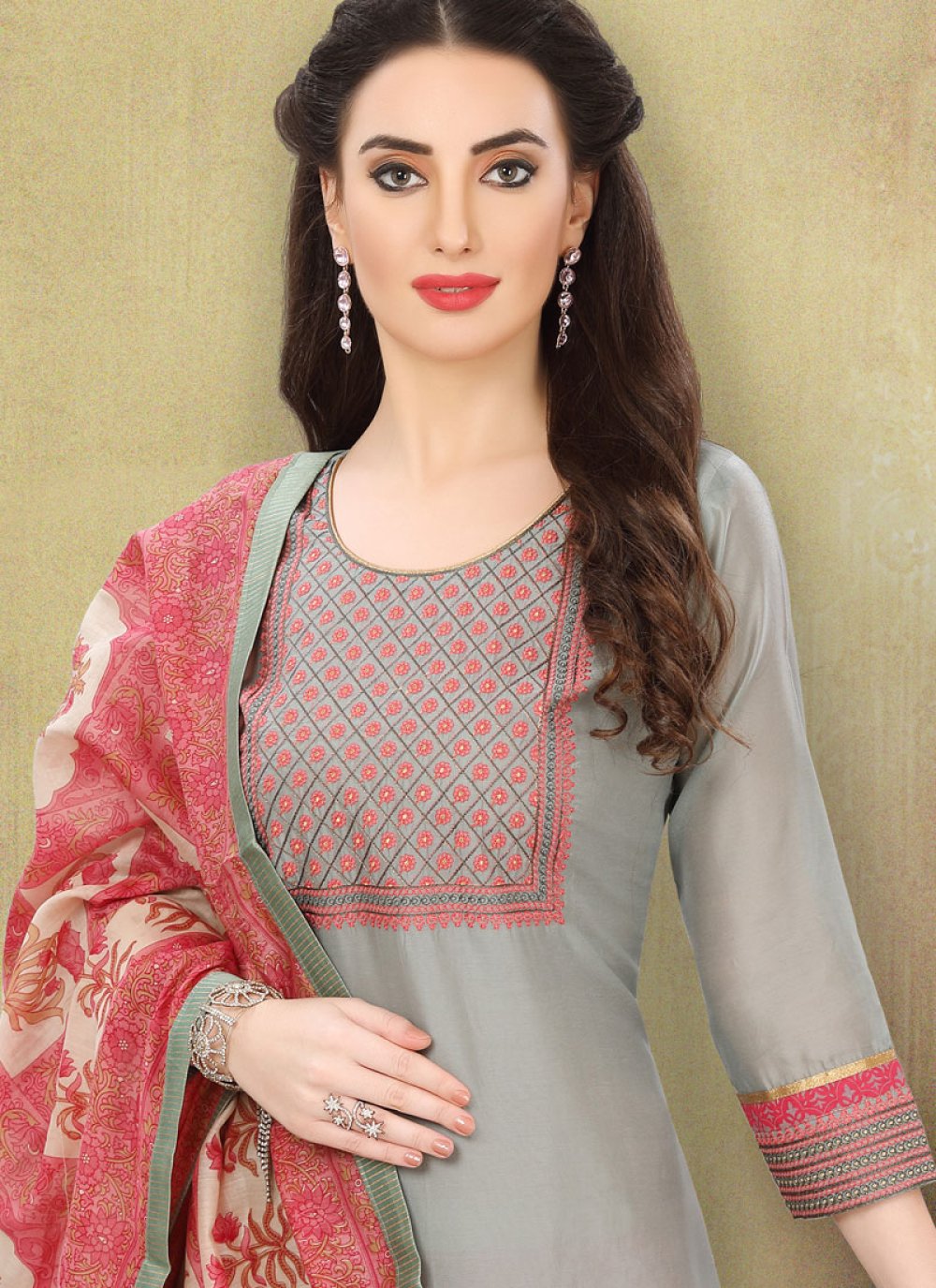 Shop Silk Grey Salwar Kameez Online 150932 Churidar Suits 