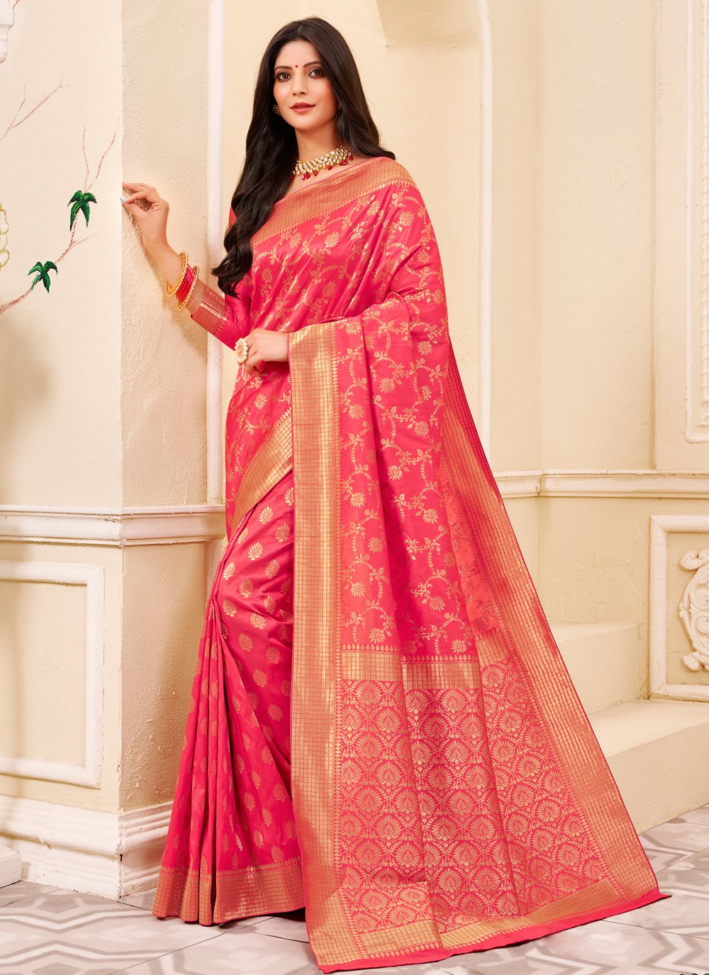 Shop Online Silk Pink Weaving Classic Saree 157213