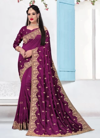 Silk Purple Contemporary Saree