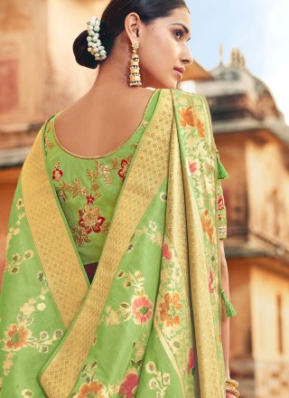 Silk Resham Green Traditional Saree