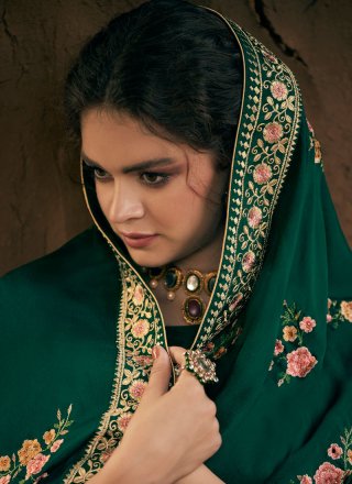 Silk Salwar Suit in Green