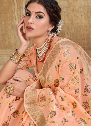 Silk Saree Resham Silk in Peach