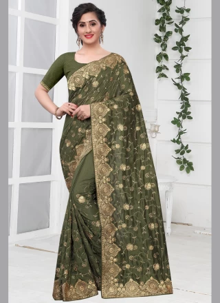 Silk Stone Green Classic Designer Saree
