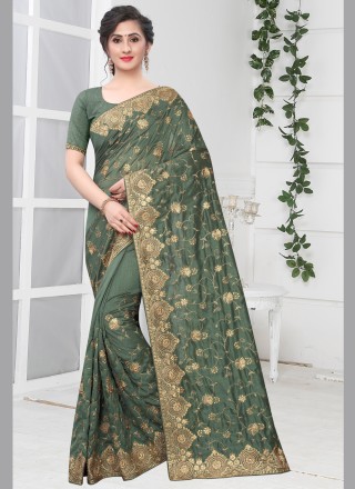 Silk Stone Green Traditional Saree