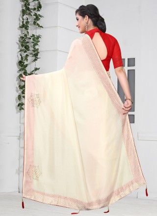 Silk Stone Off White Traditional Saree