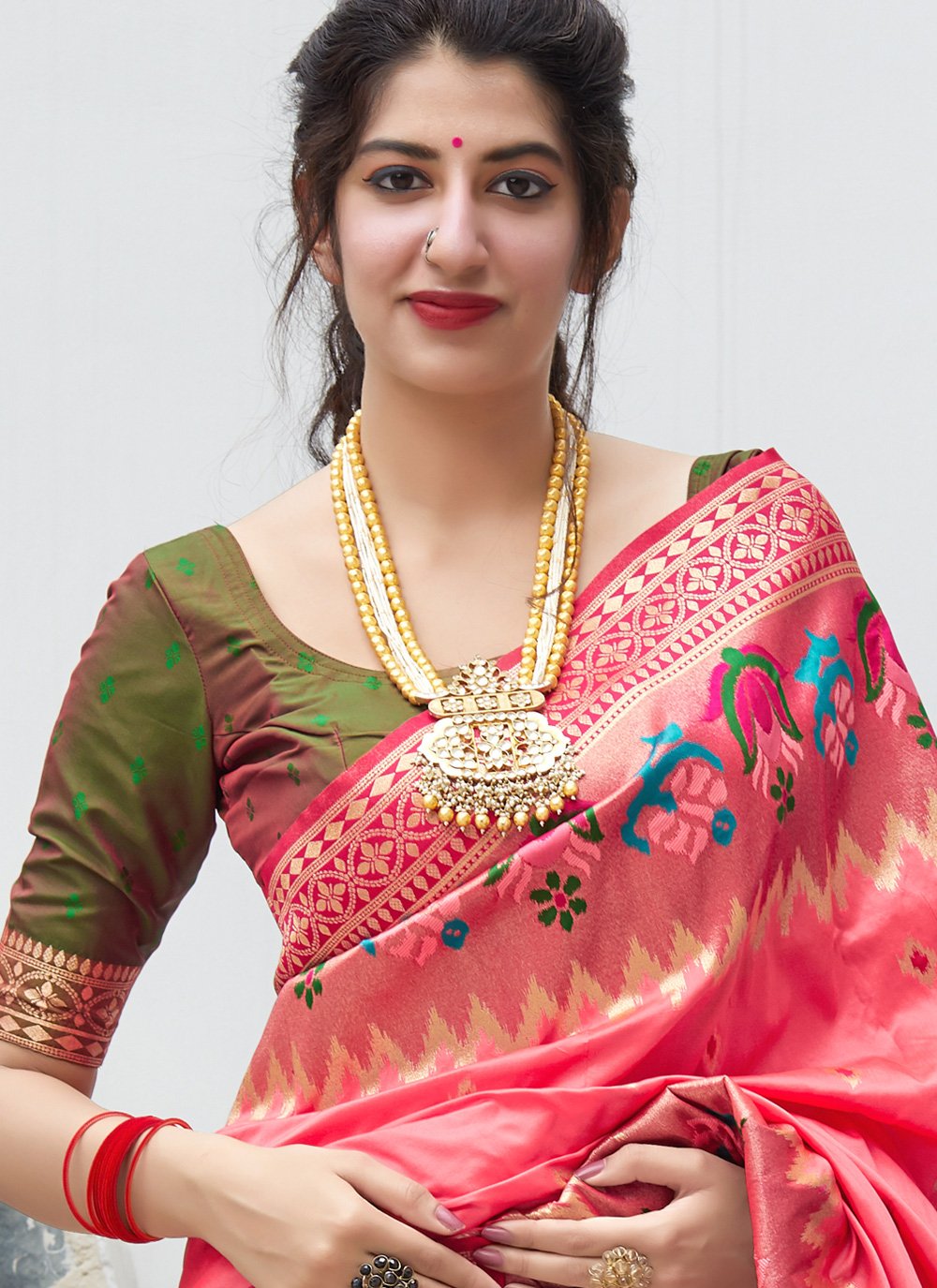 Buy Online Silk Weaving Pink Traditional Saree : 162789