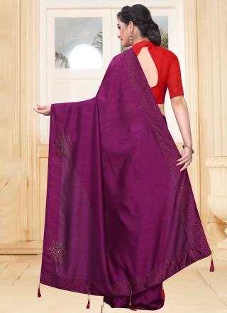 Stone Silk Purple Designer Saree