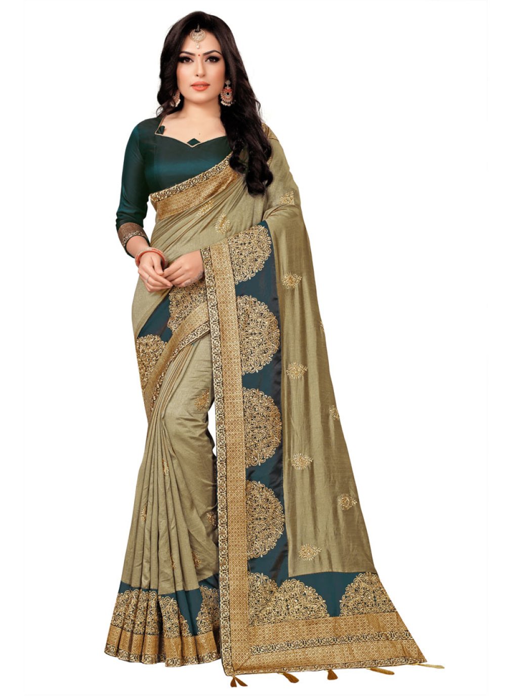 Shop Online Stone Work Silk Classic Saree : 149878