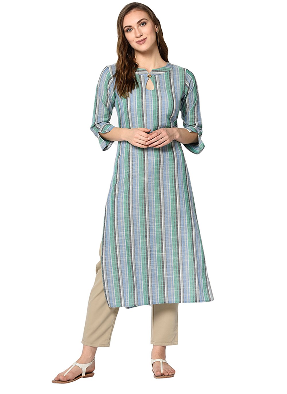 stripe print kurti design