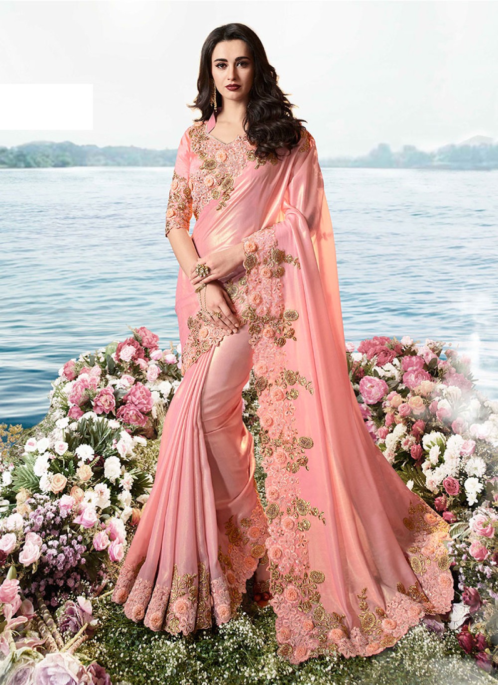 Shop Tissue Pink Classic Saree Online 147569
