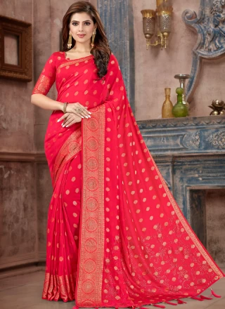 Traditional Saree Stone Work Silk in Hot Pink