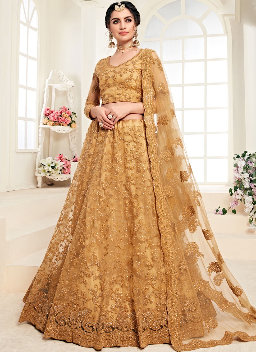 Gajri Pink Color Embroidery Work Banarasi Silk Wedding Wear Lehenga Choli  -4531155262